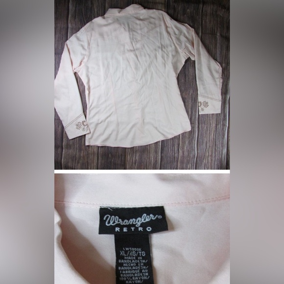 Wrangler Retro Women's Long Sleeve Snap Button Up Western Shirt - Light Pink - Picture 2 of 4
